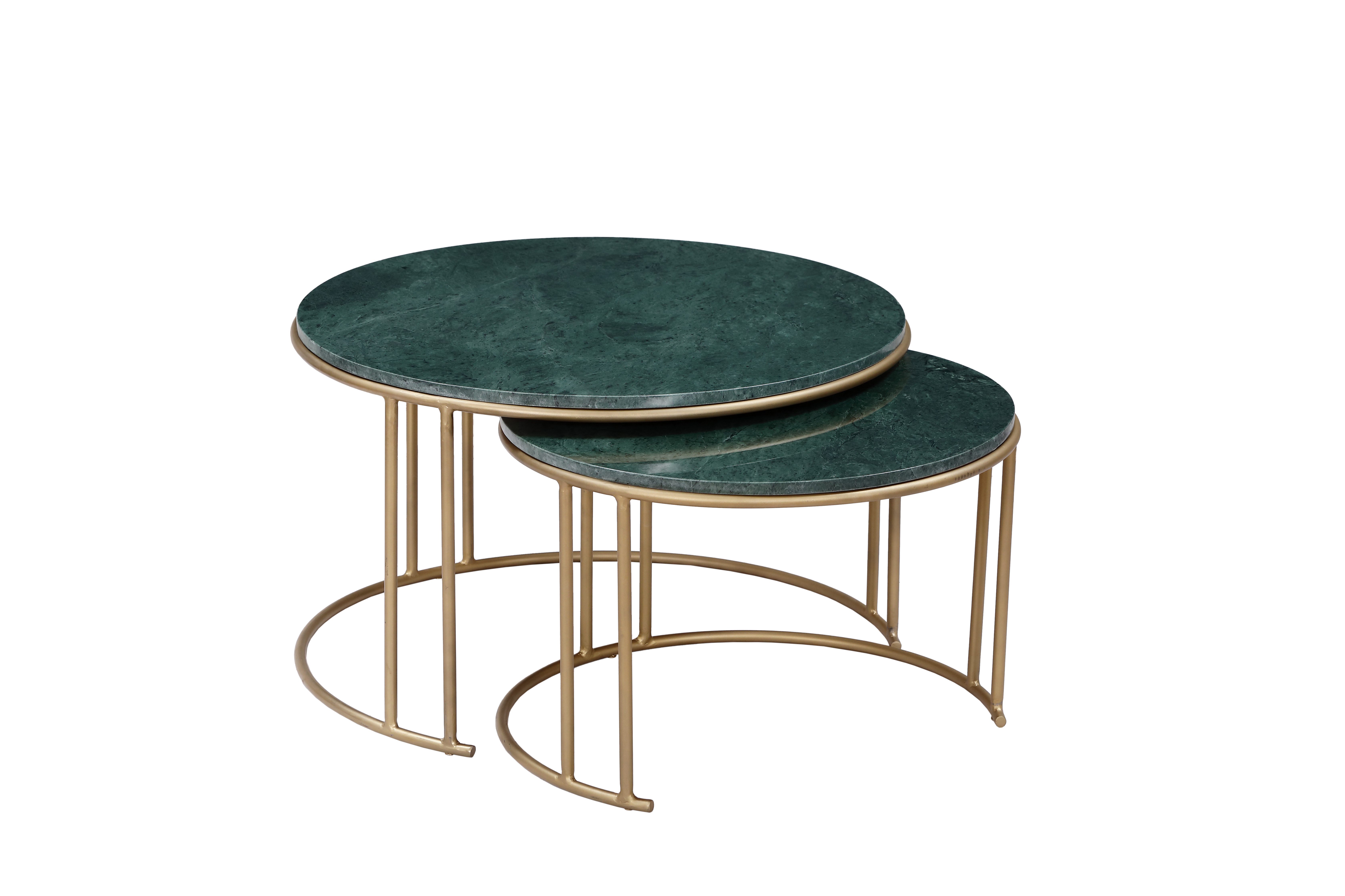 NESTED COFFEE TABLE WITH GREEN INDIAN MARBLE