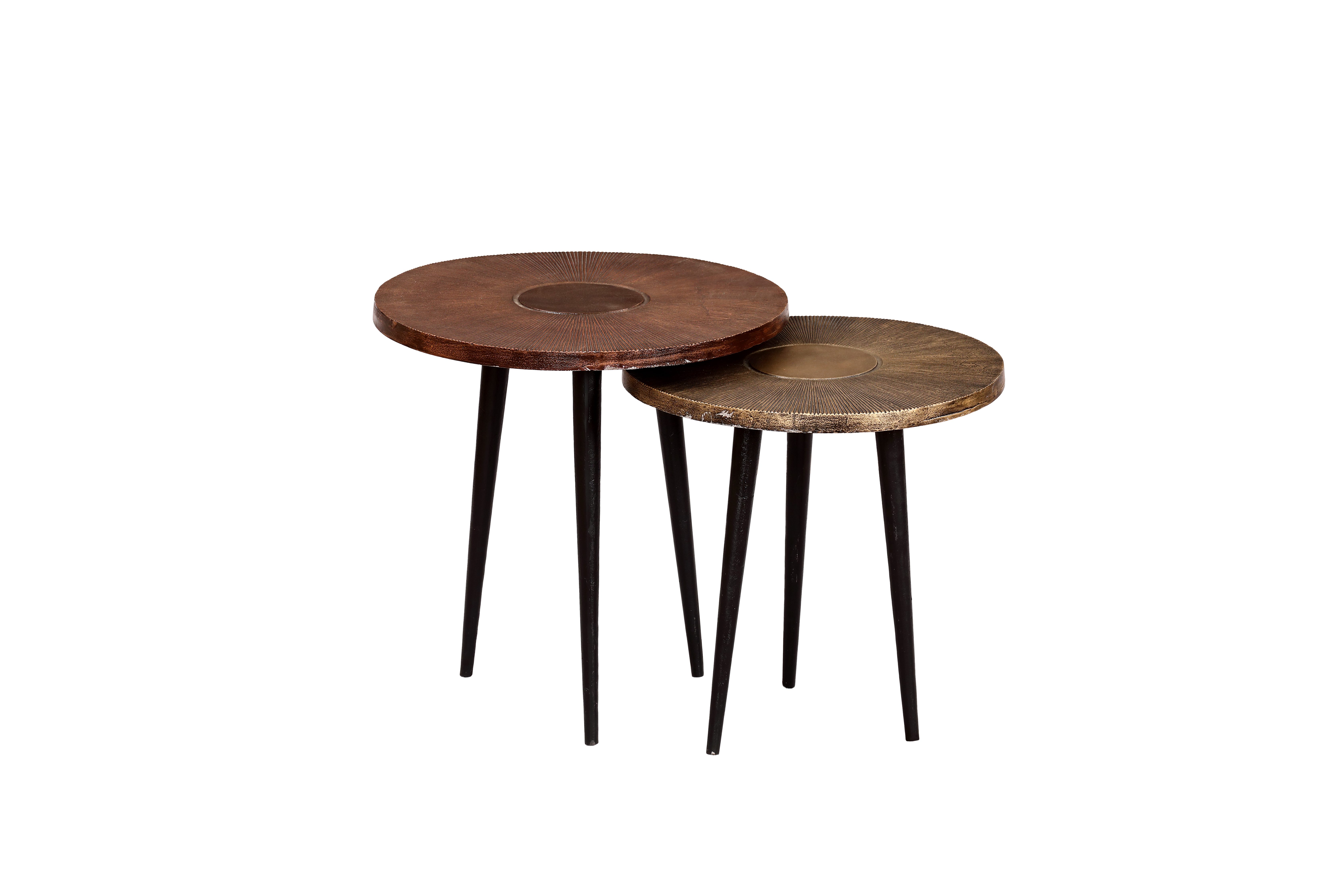 ACCENT TABLE SET OF 2 WITH ALUMINUM SHEET WITH IRON